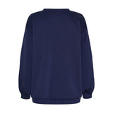 Navy sweatshirt fra Marta du Chateau set bagfra med ryg uden print og ribkanter ved ærmer og bund