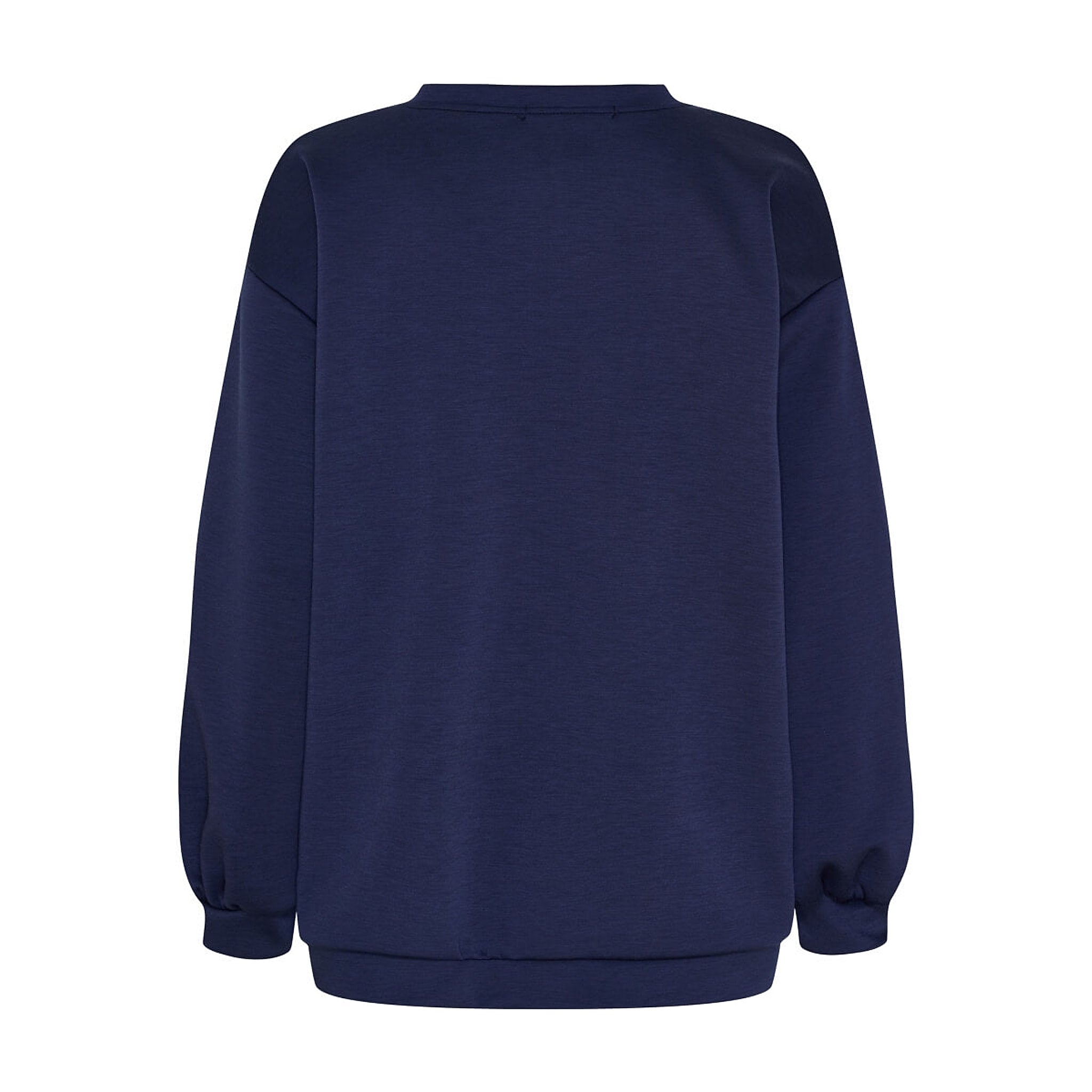 Navy sweatshirt fra Marta du Chateau set bagfra med ryg uden print og ribkanter ved ærmer og bund