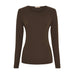 Brun langærmet t-shirt i rib med rund hals fra Marta du Chateau set forfra