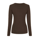 Brun langærmet t-shirt i rib fra Marta du Chateau set bagfra