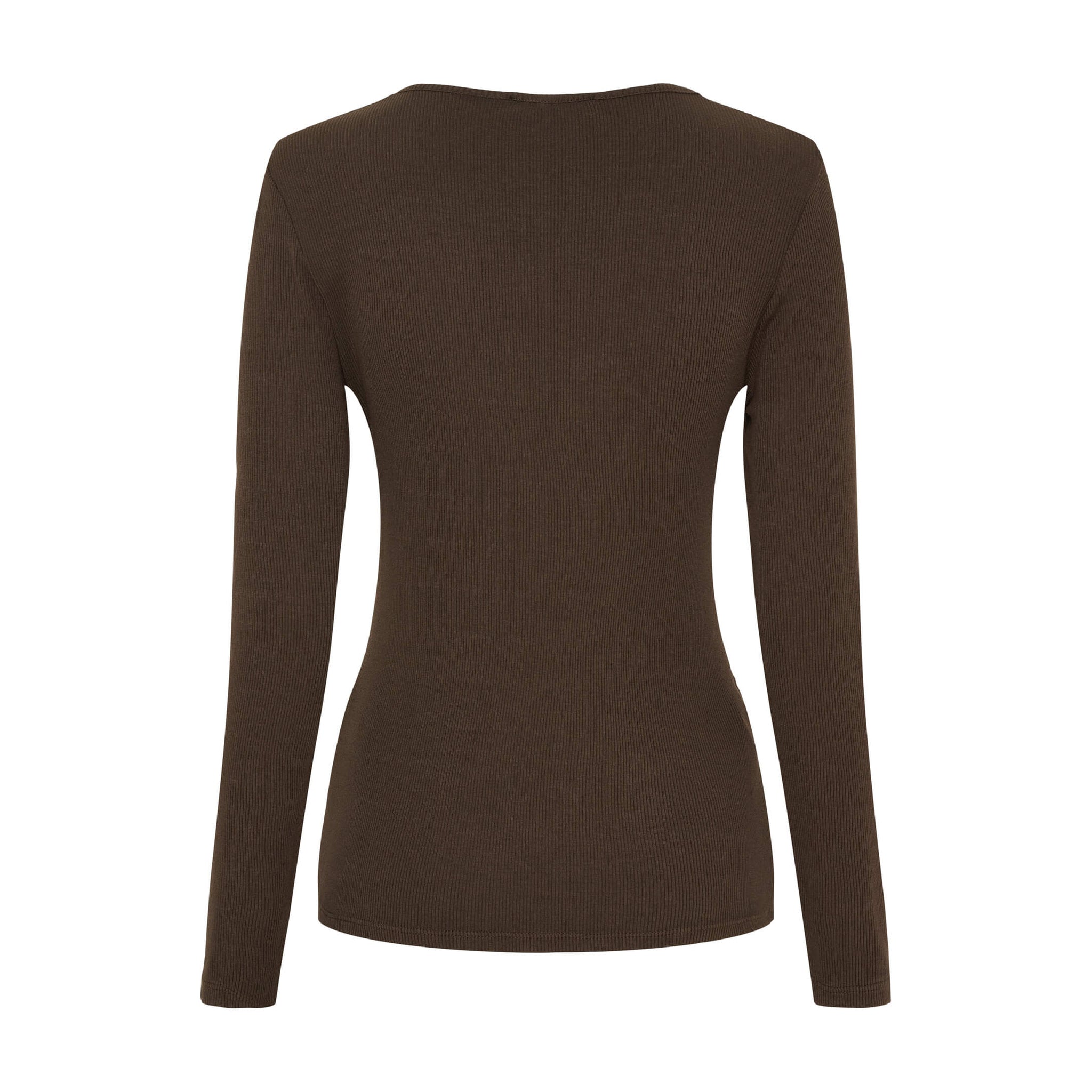 Brun langærmet t-shirt i rib fra Marta du Chateau set bagfra