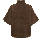 Brun teddy vest Johanna fra Marta du Chateau set bagfra med høj krave og korte vide ærmer