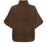 Brun teddy vest Johanna fra Marta du Chateau set bagfra med høj krave og korte vide ærmer