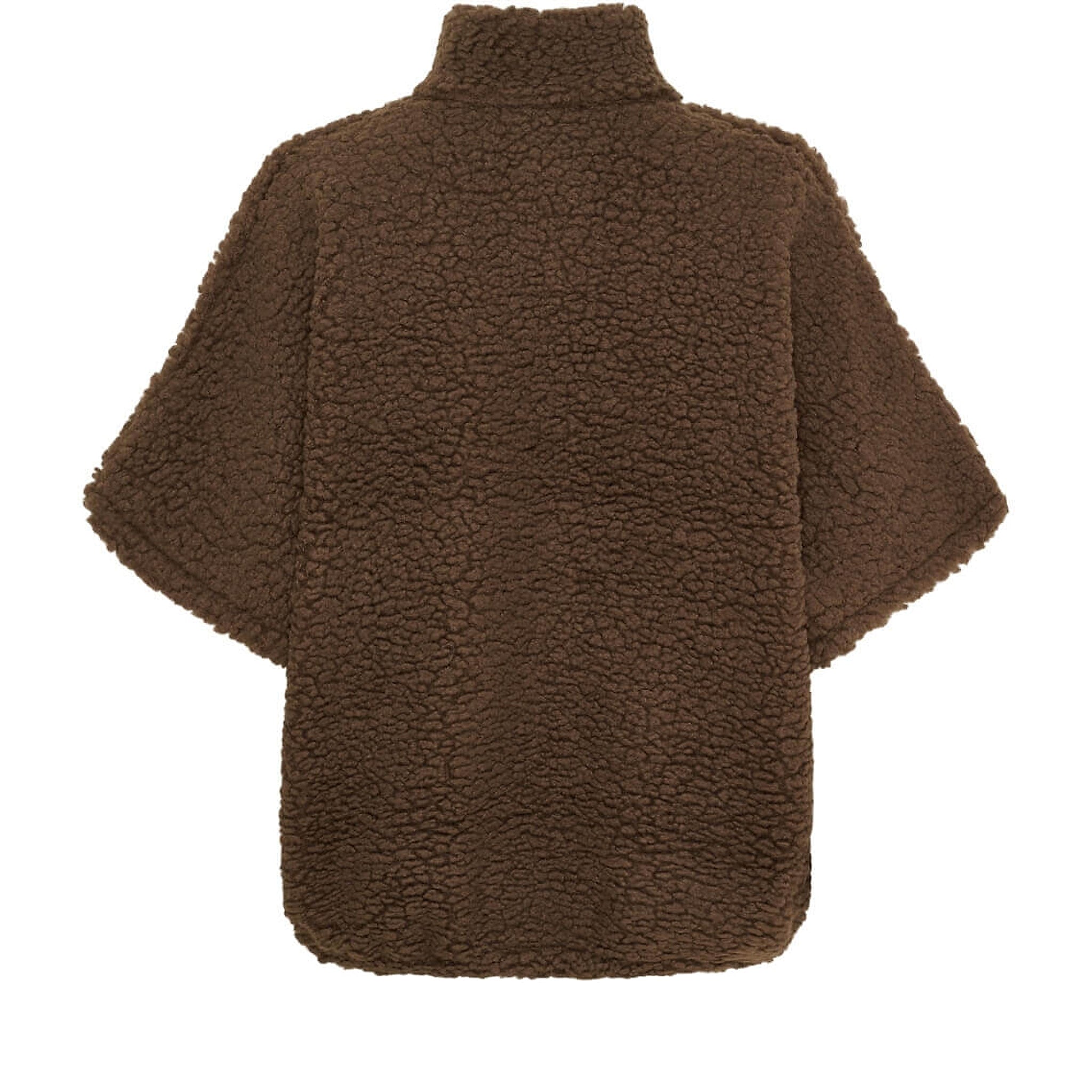 Brun teddy vest Johanna fra Marta du Chateau set bagfra med høj krave og korte vide ærmer