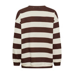 Brun og cremehvid stribet sweatshirt uden print set bagfra