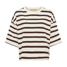 Brun og råhvid stribet t-shirt Sage Tee fra Marta du Chateau med rund hals og vide ærmer set forfra