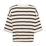 Brun og råhvid stribet t-shirt Sage Tee fra Marta du Chateau set bagfra