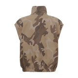 Beige vest med camouflageprint og elastik forneden, set bagfra