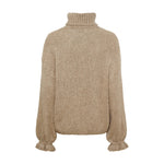 Brun strik Starling Knit i farven Fango set bagfra med høj hals og ribkant forneden