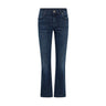 Ashley Imera jeans fra Mos Mosh i mørkeblå Deep Blue set forfra med knap i linningen og lommer foran