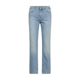 Lyseblå straight jeans fra Mos Mosh i Light Blue set forfra med knap, bæltestropper og lommer