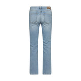 Lyseblå straight jeans i Light Blue set bagfra med baglommer og brunt mærke på linningen