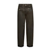 Brune coated barrel bukser fra Mos Mosh set forfra med knap i linningen og lomme med klap