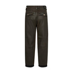 Brune coated barrel bukser set bagfra med to baglommer med klap og opslag ved anklerne