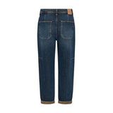 Blå barrel jeans fra Mos Mosh i Blue Tint set bagfra med to baglommer og label i linningen