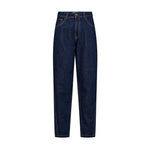 Mørkeblå barrel jeans fra Mos Mosh set forfra med knap og lommer foran