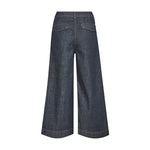 Mørkeblå wide leg jeans fra Mos Mosh set bagfra med to baglommer med klap