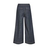 Mørkeblå wide leg jeans fra Mos Mosh set bagfra med to baglommer med klap