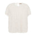 Hvid t-shirt i faux fur fra Mos Mosh med korte ærmer og rund hals, set forfra