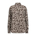 Brun skjorte med beige blomsterprint fra Mos Mosh set forfra med krave og knapper