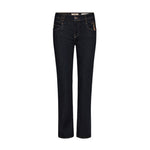Mørkeblå straight jeans Carla Naomi Deluxe fra Mos Mosh set forfra med lyse kontrastsømme