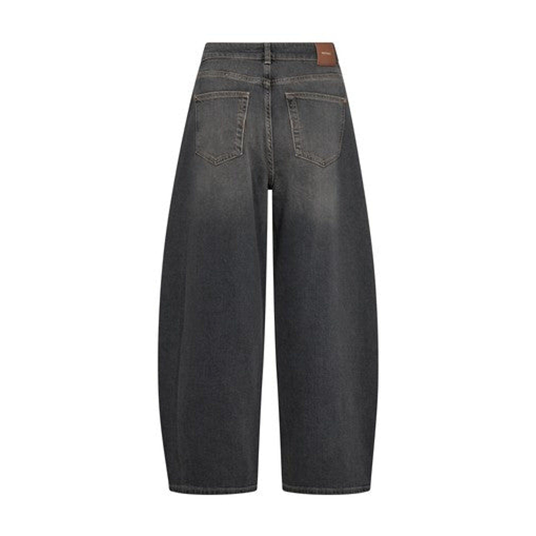 Grå Cindy Draciel barrel jeans set bagfra med baglommer og brunt mærke på linningen