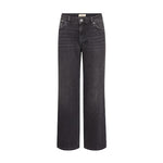 Grå wide leg jeans Dara Hera fra Mos Mosh i Dark Grey set forfra med knap og lommer