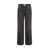 Grå wide leg jeans Dara Hera fra Mos Mosh i Dark Grey set forfra med knap og lommer