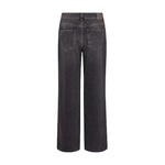 Grå wide leg jeans Dara Hera fra Mos Mosh i Dark Grey set bagfra med baglommer og mærke på linningen