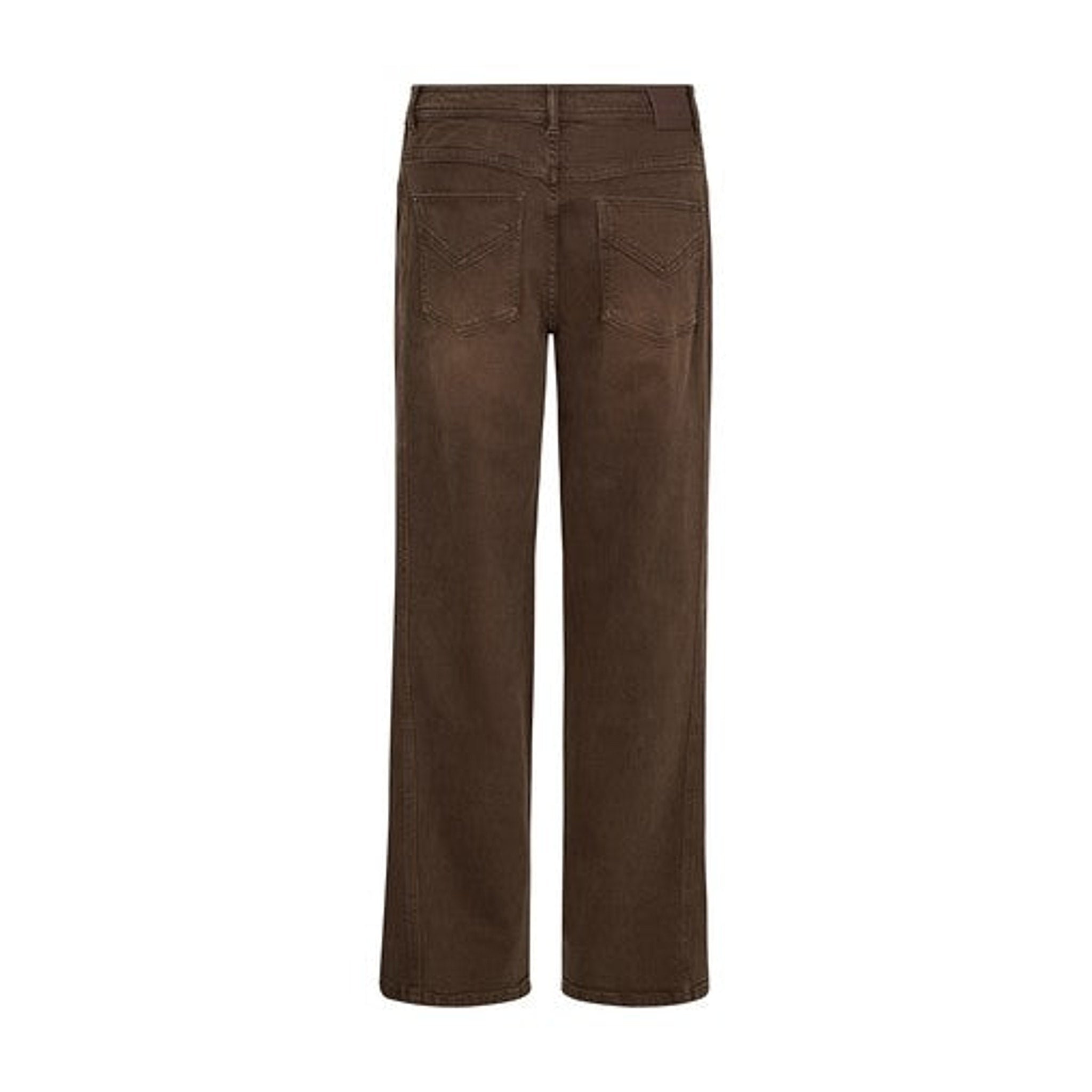 Brune wide leg bukser Dara Shadow Pant fra Mos Mosh set bagfra med lommer bagpå