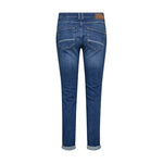 Blå slim jeans Naomi Jenny fra Mos Mosh set bagfra med baglommer og brunt mærke ved linningen