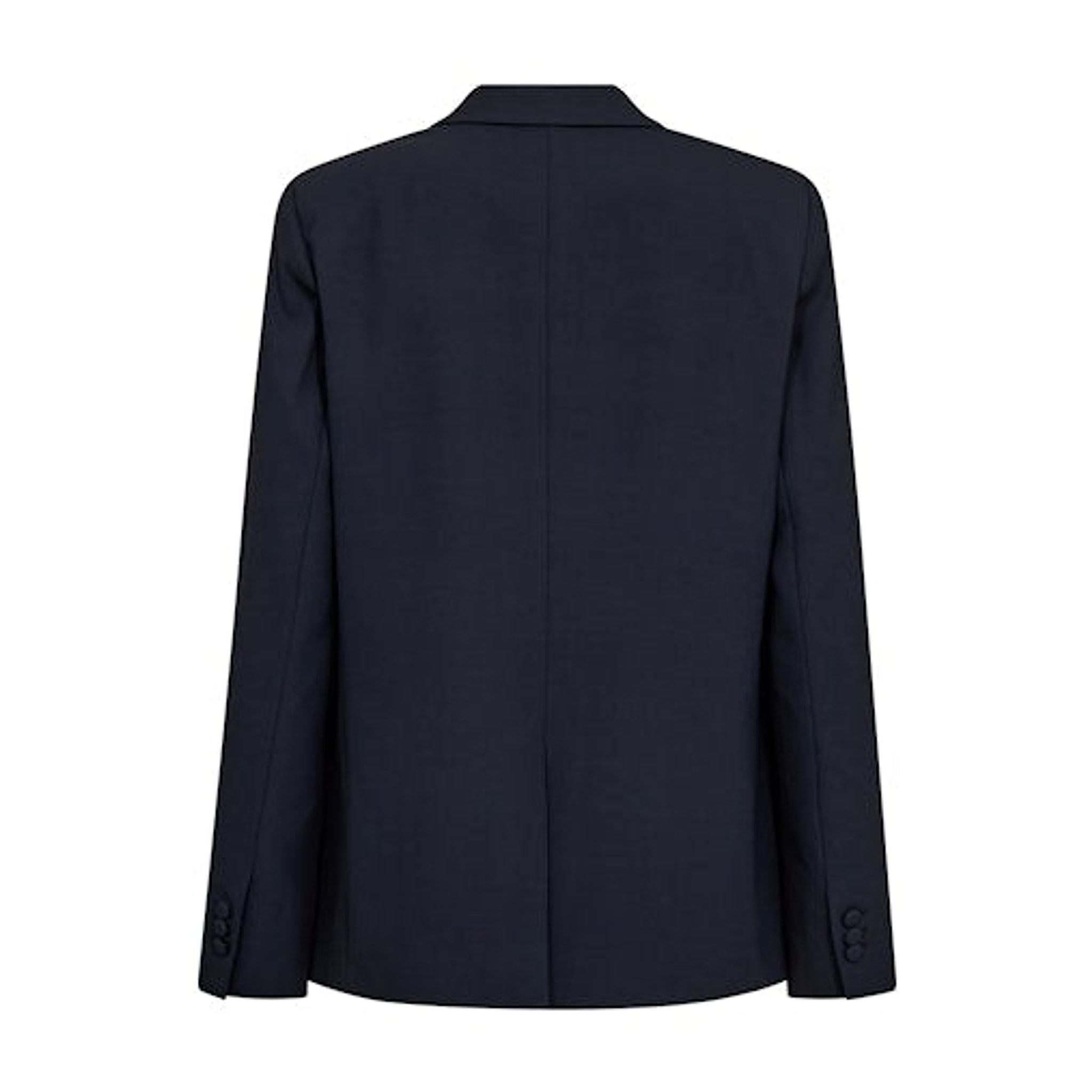 Navy blazer fra Mos Mosh bagfra med lange ærmer og knapper ved ærmegabet