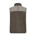 Grøn teddy vest i Dusty Olive set bagfra med glat stofparti i en lysere nuance over ryggen