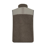 Grøn teddy vest i Dusty Olive set bagfra med glat stofparti i en lysere nuance over ryggen