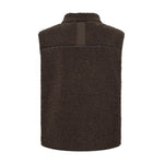 Brun teddy vest fra Mos Mosh bagfra med stofstrop ved nakken
