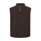 Brun teddy vest fra Mos Mosh bagfra med stofstrop ved nakken