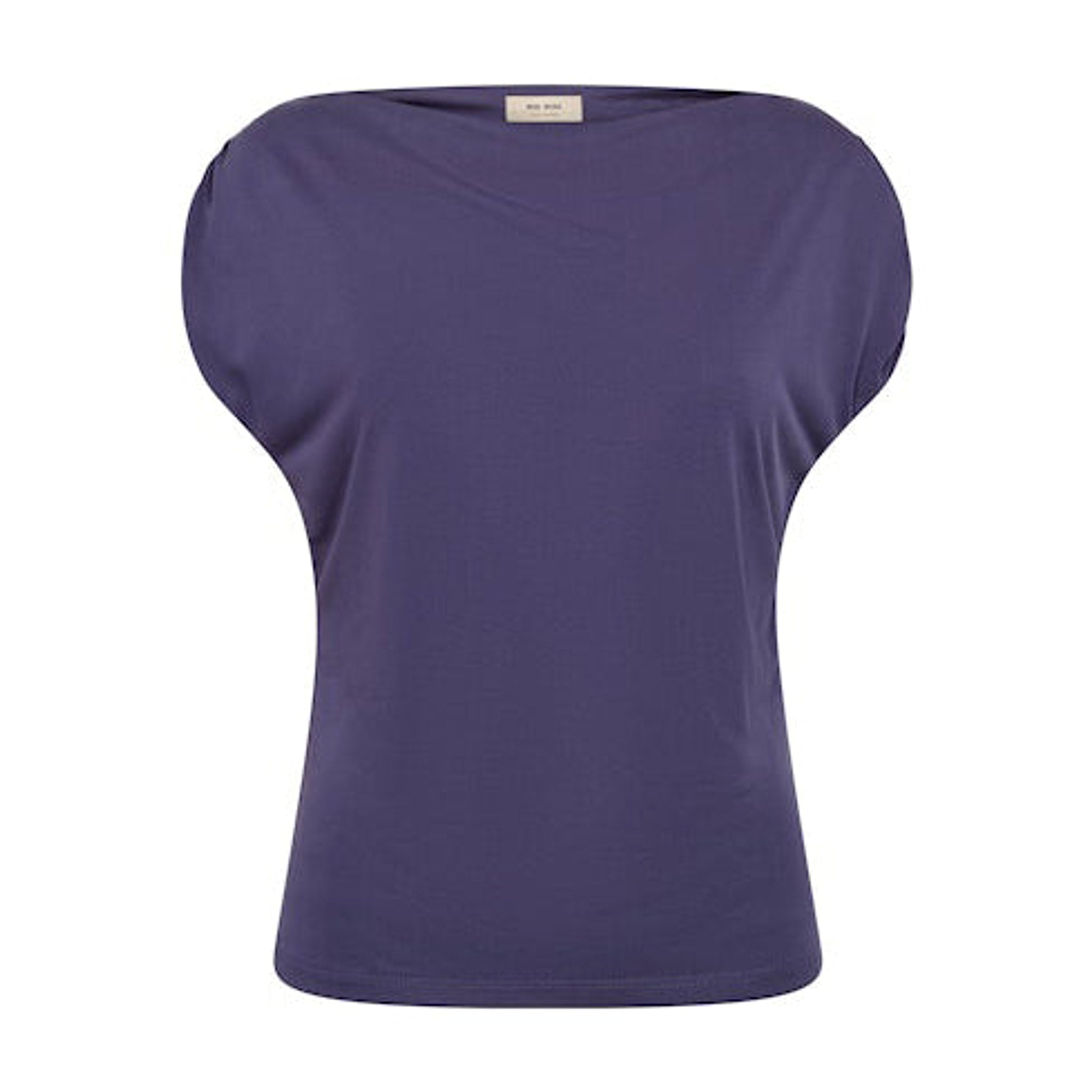 Blå ærmeløs t-shirt Shima fra Mos Mosh i Crown Blue med bred bådudskæring set forfra