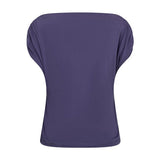 Blå ærmeløs t-shirt Shima fra Mos Mosh i Crown Blue set bagfra med rynker ved skuldrene