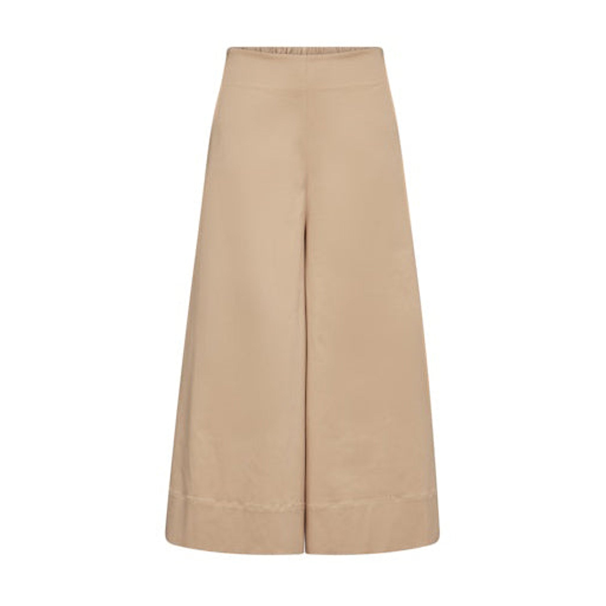 Beige wide leg bukser Zuri Tencha Pant i Sesame fra Mos Mosh set forfra