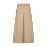 Beige wide leg bukser fra Mos Mosh set bagfra med elastisk linning