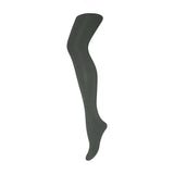 Love Me Tights strømpebukser fra MP Denmark i meleret mørk olivengrøn Dark Olive Melange, vist på ét ben fra siden