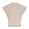 Beige vest i Oatmeal Melange fra MSCH Copenhagen med høj hals og korte, brede ærmer set forfra