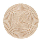 Beige strikket hat i baretform fra MSCH Copenhagen set oppefra med ribbet struktur