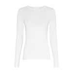 Hvid langærmet bluse fra MSCH Copenhagen med rund hals, Betrina O LS Top i Bright White set forfra