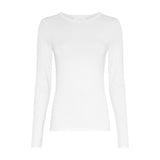 Hvid langærmet bluse fra MSCH Copenhagen med rund hals, Betrina O LS Top i Bright White set forfra