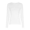 Hvid langærmet bluse fra MSCH Copenhagen med rund hals, Betrina O LS Top i Bright White set forfra