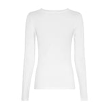 Hvid langærmet bluse Betrina O LS Top i Bright White fra MSCH Copenhagen set bagfra