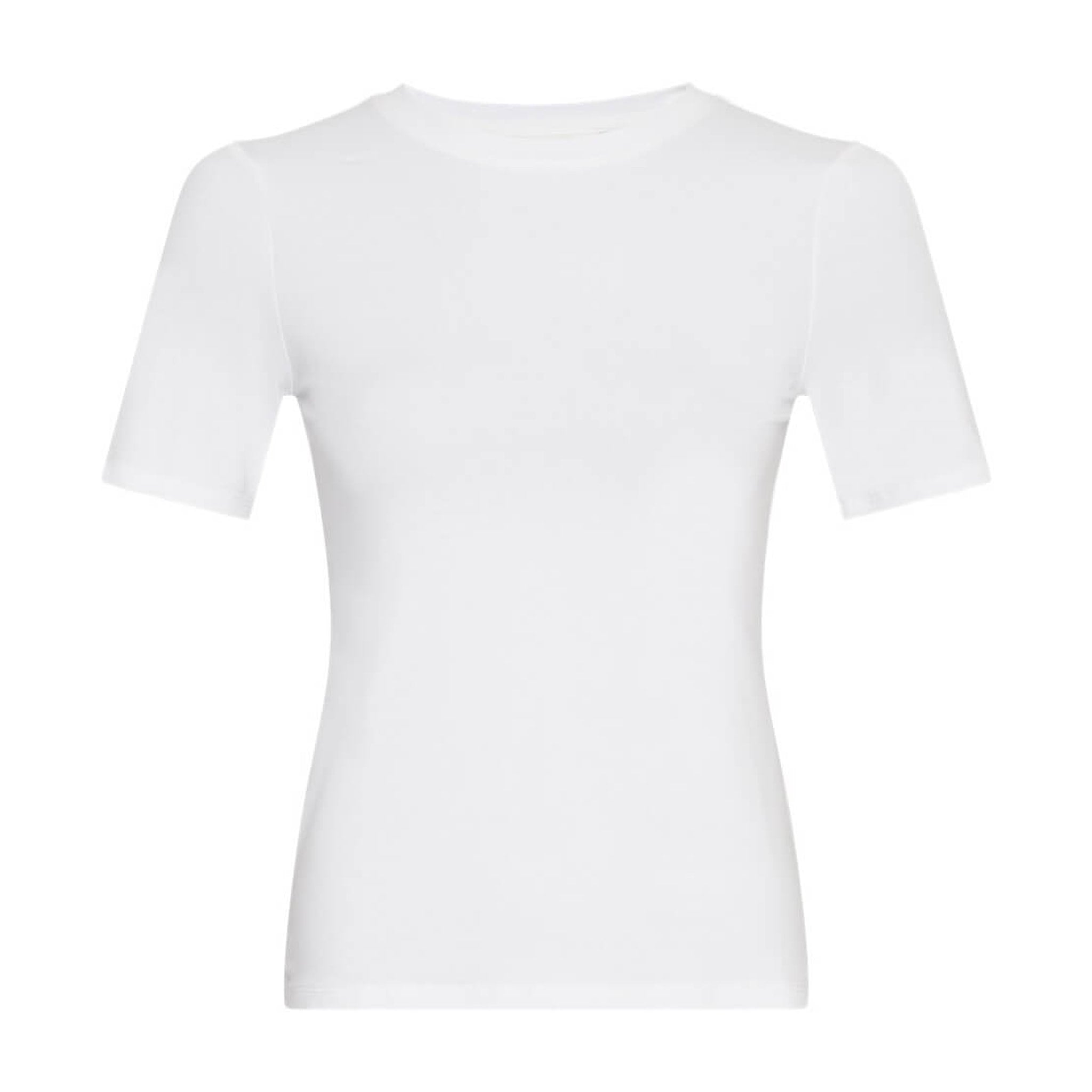 Hvid t-shirt med rund hals og korte ærmer fra MSCH Copenhagen set forfra