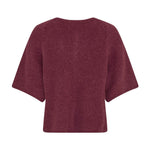 Pink kortærmet cardigan i strik med vide ærmer og raglansømme, set bagfra