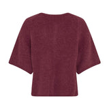 Pink kortærmet cardigan i strik med vide ærmer og raglansømme, set bagfra